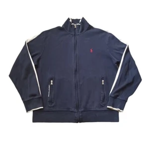 Polo Ralph Lauren Track Jacket Mens L Blue Full Zip Pockets Sleeve Stripe - Picture 1 of 20