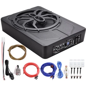 12V 10" 800w Slim Under-Seat Powered Car/Truck Subwoofer Sub+ KiT - Picture 1 of 9
