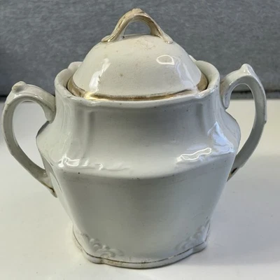 W&E Corn Porcelain Sugar Bowl & Lid Longport England Royale 7” Antique Cottage - Image 1 of 4
