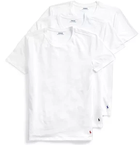 Paquete de 3 camisetas Polo Ralph Lauren ajustadas de algodón blancas surtidas medianas NSCNP3 - Imagen 1 de 5