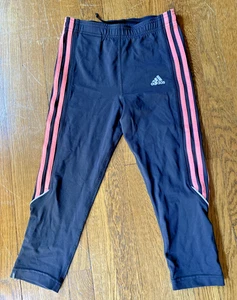 Adidas Vintage Exercise Pants In Black with Pink Stripes Capri Size X-Small - Picture 1 of 10