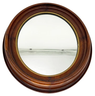 Antique Victorian Edwardian Oval Deep Well Solid Mahogany Wood Frame Wall Mirror - Image 1 of 4