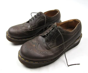 Vtg Doc Martens 3989 Wingtip Brown Leather Shoes Sz 8 UK / 9 US England Made - Picture 1 of 13