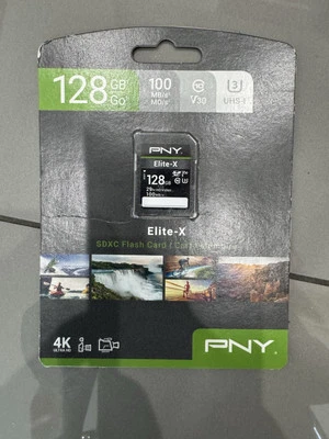 128GB PNY Elite-X UHS-I Class 10 SDXC Memory Card - New & Sealed - Image 1 of 2