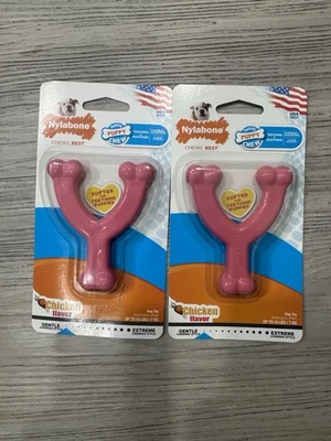 2 Nylabone Soft WishBone cachorro masticar hueso princesa rosa y príncipe azul perro juguete Xs/Sm Foto 1 de 3