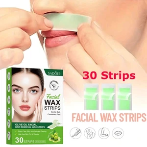 30 Facial Wax Strips For Face,Eyebrow,Chin,Upper Lip Hair Removal +4 After Wipes - Bild 1 von 7