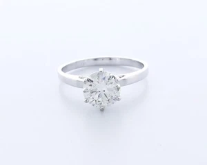 2.1 CT Lab-Created Diamond D/VS2 Round Cut 14K White Gold Classic Solitaire Ring - Picture 1 of 4