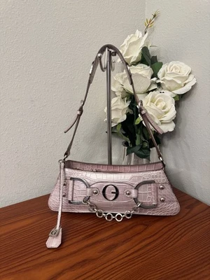 GUESS Y2K Vintage Retro Metallic Pink Snake Print Small Shoulder Purse Bag - Image 1 of 4
