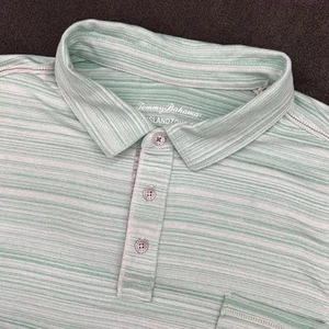 Tommy Bahama Cova Beach Polo Men XXL Jade Cream Green Stripe Island Zone Stretch - Picture 1 of 10