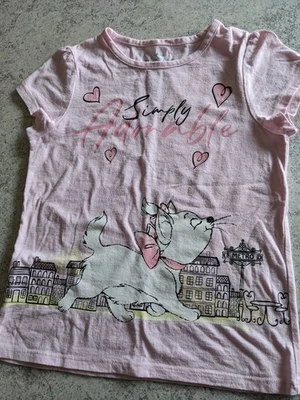 Disney Aristocat Marie print pink Girls' 6-7 Yrs Top/T-Shirt polyester&cotton  - Image 1 of 4