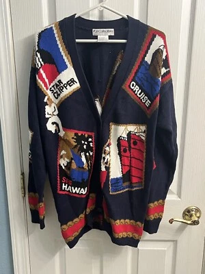 Cárdigan suéter mediano de algodón con tema de crucero con botones de colección JH Collectibles Foto 1 de 4