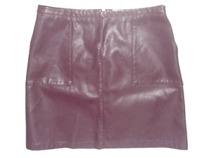 PAPAYA WOMENS SKIRT Size 10 PLUM FAUX LEATHER SKIRT Length 44cm - Picture 1 of 8