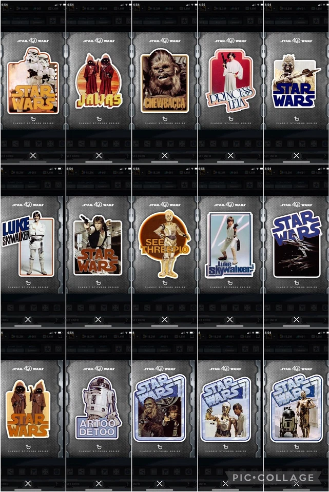 Topps Star Wars Digital Card Trader 15 Card Steel Classic Sticker Series Set - Image 1 of 1