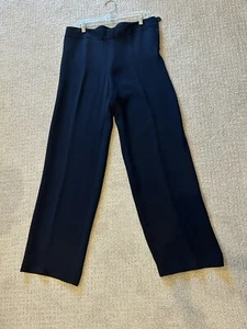 Giorgio Armani Classic Borgo 21 100% Silk Black Label Navy Women's Pants Size 48 - Picture 1 of 7