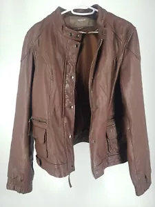 Emilie D. Leather Moto Jacket Size Large L Zip Snap Closure - Picture 1 of 11