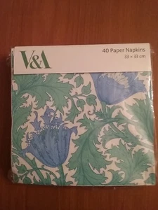 V&A 40 serviettes napkins, 33 cm sq, BN - Picture 1 of 4