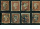 GB QV 1841 PENNY REDS with BLUE POSTMARKS MIXED CONDITION cv £250 ...EACH PRICED