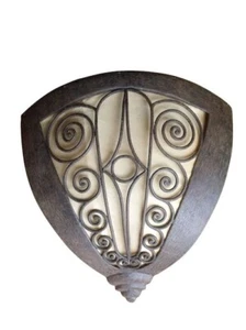 Art Deco Amsterdam School Corner Sconce 1920's - Metal and Fabric - Picture 1 of 7