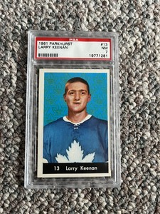 1961-62 Parkhurst #13 Larry Keenan RC Card PSA 7 NM Toronto Maple Leafs