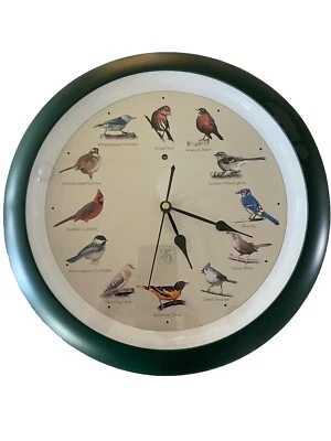 Audubon Pájaro Cantor Reloj Colgante de Pared Pájaro Canciones Verde 14" Foto 1 de 4
