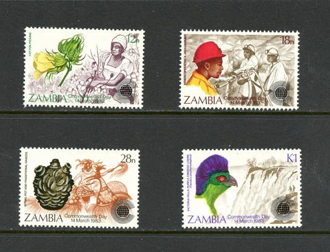 Q878   Zambia   1983   flowers  birds  Victoria Falls   4v.   MNH Cover