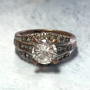 Stunning Vintage Copper Tone Rhinestone Engagement Ring/Cocktail Ring, Size 9 - Picture 1 of 14