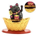 Lucky Cat Feng Shui Money Wealth Waving Hand Gold Ingot Solar Decoration