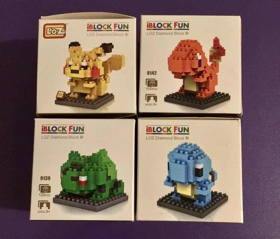 LOZ Diamond iBlock Fun Pokémon Pikachu Charmander Squirtle Bulbasaur - Image 1 of 4