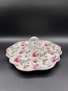 Vintage Jay Imports 3 Compartment Rose Chintz Serving Dish - Picture 1 of 9