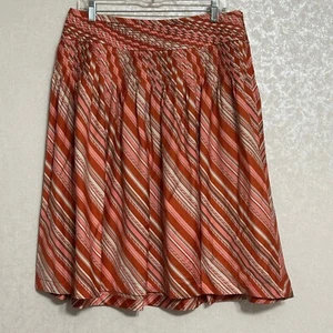 Talbots Pintuck Flare Pleated Midi Skirt Multicolor Striped A-Line Side Zip 14W - Picture 1 of 5