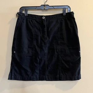 Lauren Ralph Lauren Petite Black Denim Skirt Size 8P Pockets Mini - Picture 1 of 9