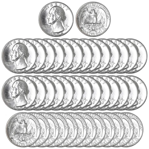 1972 D Washington Quarter BU Roll 40 US Coin Lot Cover