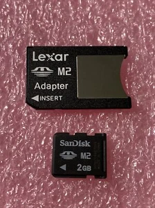 Sandisk 2GB Memory Stick Micro (M2) w/ Lexar Memory Stick Pro Duo Adapter - Picture 1 of 2