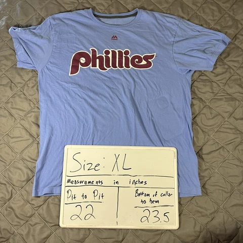 Majestic Philadelphia Phillies Shirt Mens Extra Large Blue Powder Bryce Harper Cover