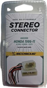 SCOSCHE HA028SD Car Stereo Connector Honda 1986-11 Acura Honda Isuzu BRAND NEW