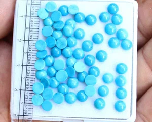 18.70 CT NATURAL ARIZONA TURQUOISE ROUND CABOCHON LOOSE GEMSTONE Lot 62 Pcs - Picture 1 of 3