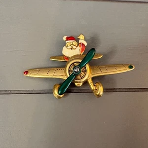 Broche articulado de colección Danecraft Santa montando en avión - Imagen 1 de 3