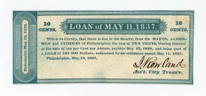 1837 10c Mayor, Aldermen and Citizens of Philadelphia, PENNSYLVANIA Note - Picture 1 of 2