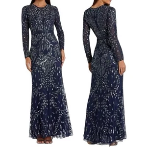 NWT Mac Duggal LONG SLEEVE ILLUSION NECKLINE EMBELLISHED GOWN Sz 10 $598 6023 - Picture 1 of 18