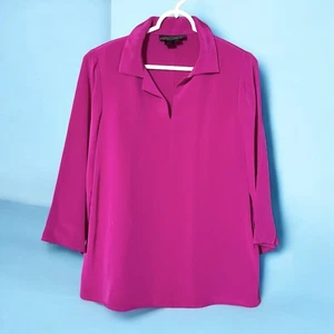 Nina Mclemore Women's Size 8 Pink Heavy Silk Blouse Tunic Top Made In USA - Picture 1 of 21