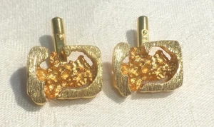 ERSTAUNLICHE GROSSE VINTAGE GOLDFARBENE NUGGET MANSCHETTENKNÖPFE SIGNIERT CHRISTIAN DIOR - Bild 1 von 5