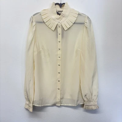 Boden Ruffle Collar Silk Blouse Size 12 Cream Luxury Neutral New RRP £140 - Image 1 of 4