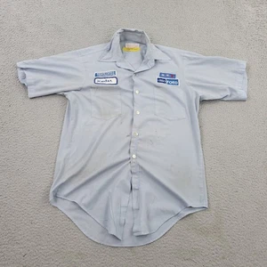 Ford VTG 80s Shirt Mens Small Blue Embroidery Pocket Button Up Employee Tech - Picture 1 of 13