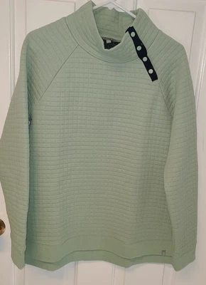 NUEVO CON ETIQUETAS Talbots T By Talbots Talla Grande Mediana Acolchada Verde Sudadera SIde Cuello A Presión Foto 1 de 4