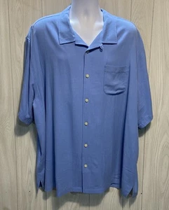 Tommy Bahama Hemd Herren 3XLB Kurzarm Blau Seide TB93 Hawaii Strand Sommer - Bild 1 von 10