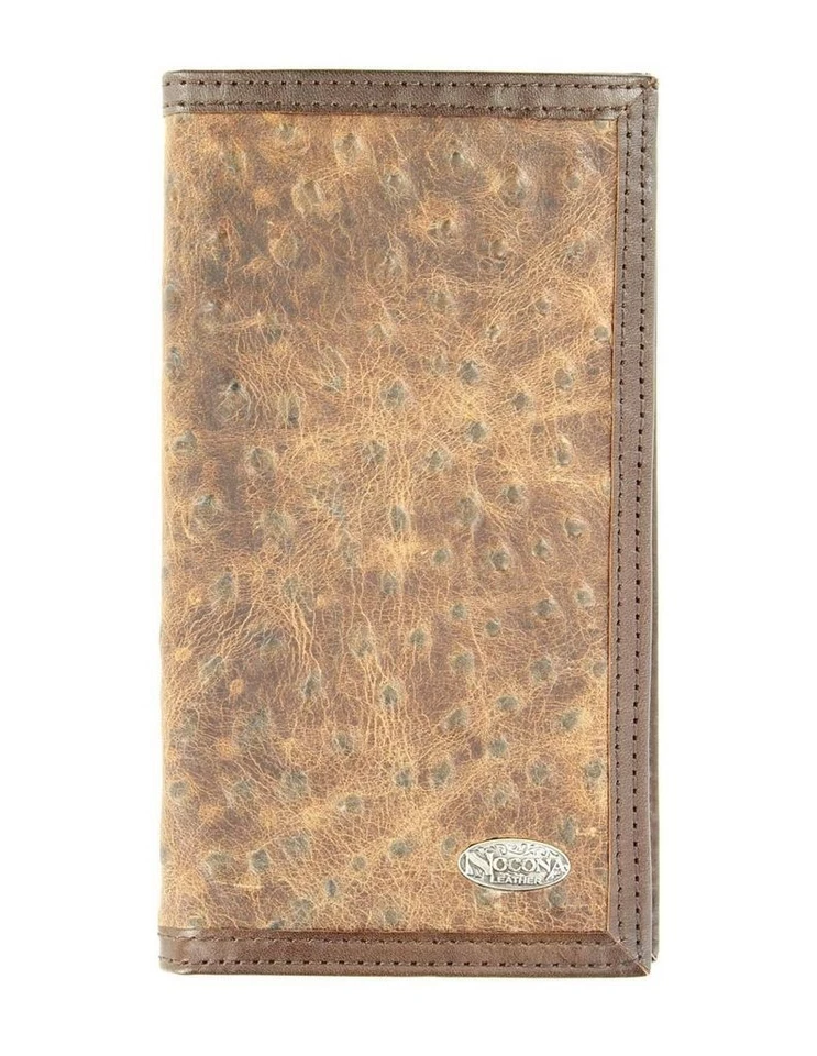 Nocona Western Wallet Mens Rodeo Ostrich Vintage Marble Brown N5487602