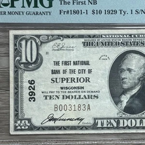 Superior, Wisconsin National Bank Note (Charter #3926) Very Fine - Picture 1 of 3