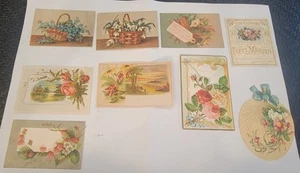 Antique Victorian Flowers Trade Card Lot of 9 Advertising Pieces- 1800's - Picture 1 of 7
