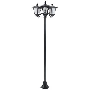 72" Outdoor Solar Light Post, All-Weather, Triple Head Lamp, Driveway, Black - Picture 1 of 11