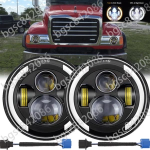 For Mack Granite CV713 Dump Trucks 2Pcs 7" inch Round Led Headlights Hi/Lo Beam - Picture 1 of 10